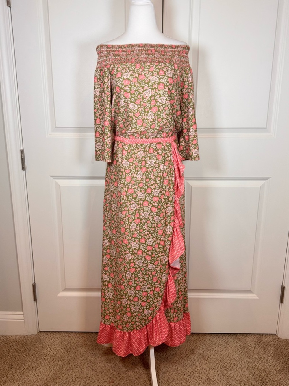 Cabana Life Jetties Beach Floral Maxi Cover Up Ruffle Coastal Resort S